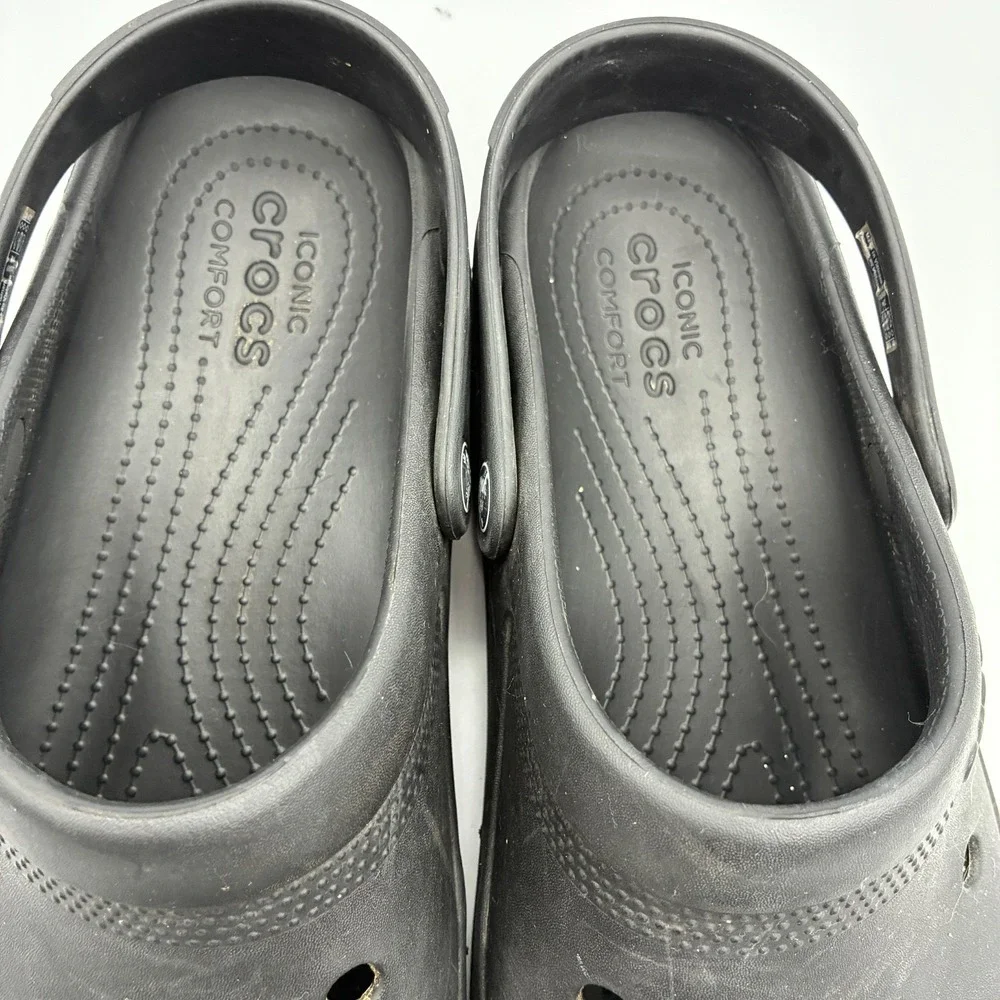 Crocs Classic Coast Clogs Mens 12 Black Slip On Backstrap Outdoor Water Sandal